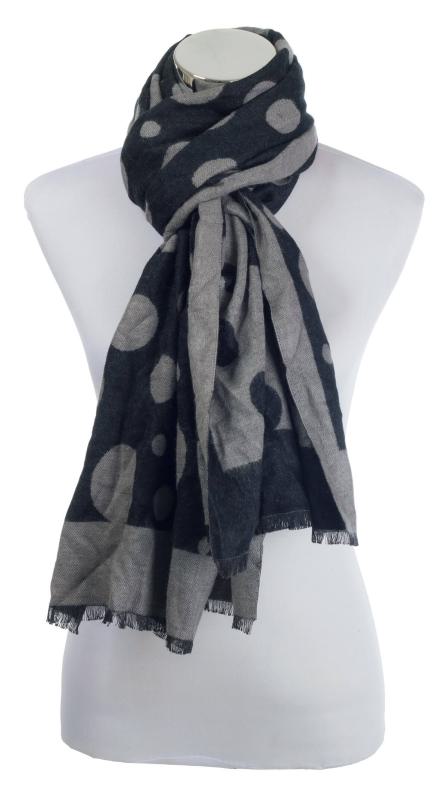 Scarf Shawl Viscos fleecy Points Black Grey